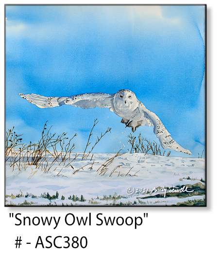 ASC380 "Snowy Owl Swoop" ceramic coaster