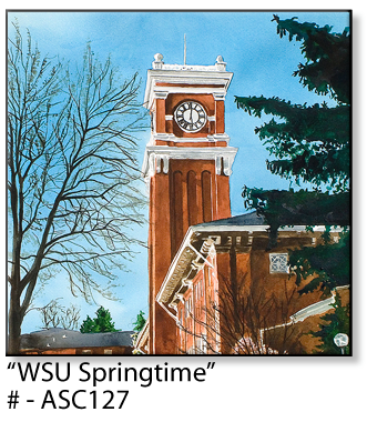 "WSU Springtime" featuring Bryan Tower, a signed edition art print from watercolor