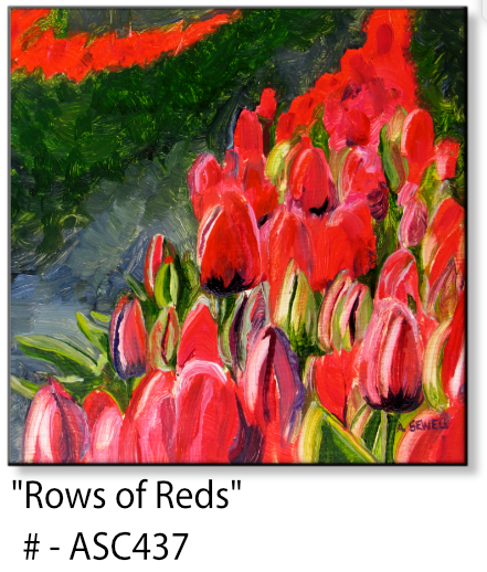ASC437 "Rows of Reds" ceramic coaster