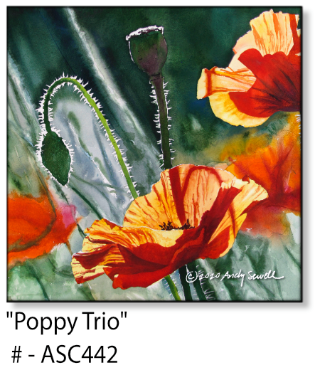 ASC442 "Poppy Trio" ceramic coaster