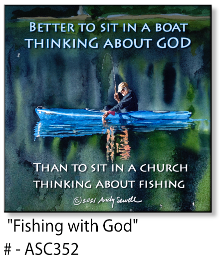 ASC352 "Fishing with God" ceramic coaster