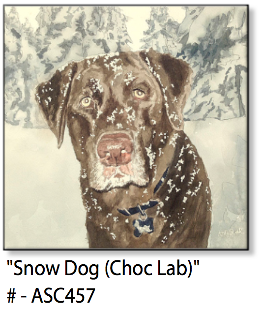 ASC457 "Snow Dog (Choc Lab)" ceramic coaster