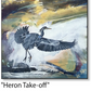 “Heron Take-off" ceramic coaster