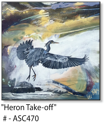 “Heron Take-off" ceramic coaster