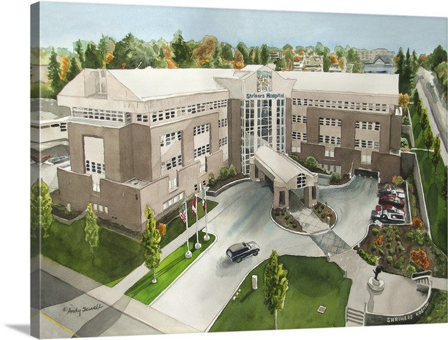 "Shriners Hospital" - a signed edition Giclee reprod. from a watercolor of The Shriners Hospital in Spokane, WA