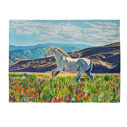 "Run Bronco Run" Horse art Velveteen Plush Blanket
