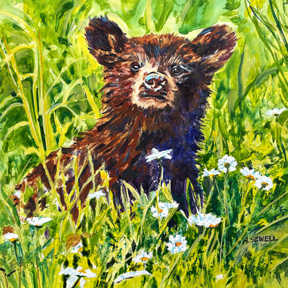 "Little Buddy Bear" - 16"x16" Original oil on canvas or Giclée art print