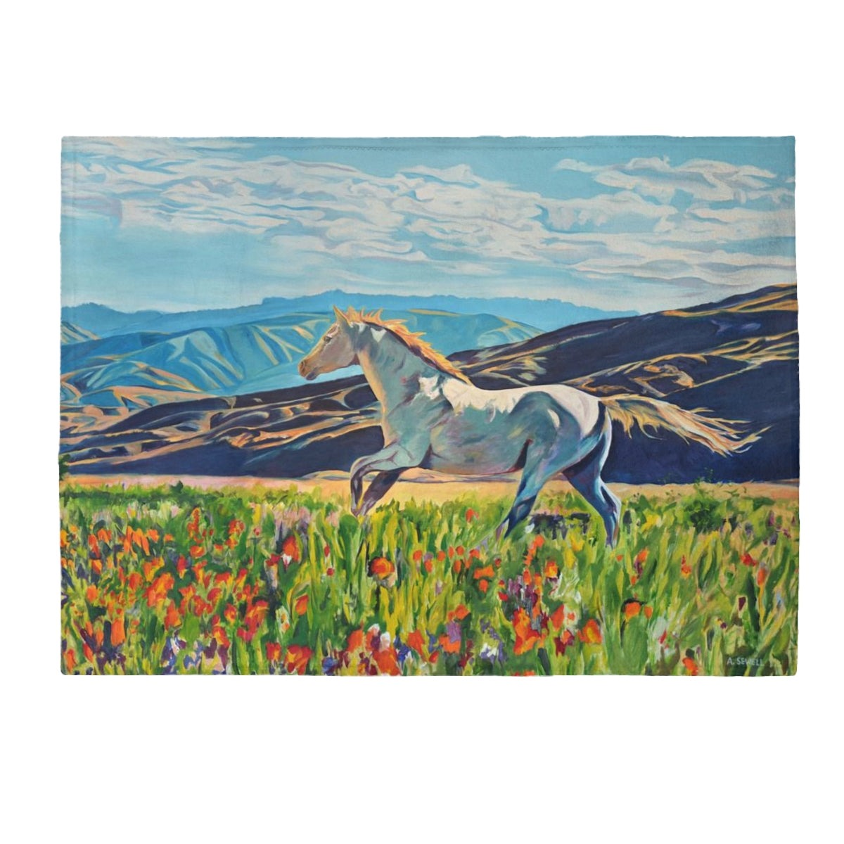 "Run Bronco Run" Horse art Velveteen Plush Blanket