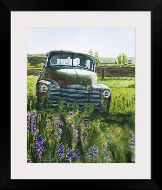 "5 Window Chevy Spring" Antique Chevy Truck Art Print - a limited edition s/n canvas or paper print from watercolor