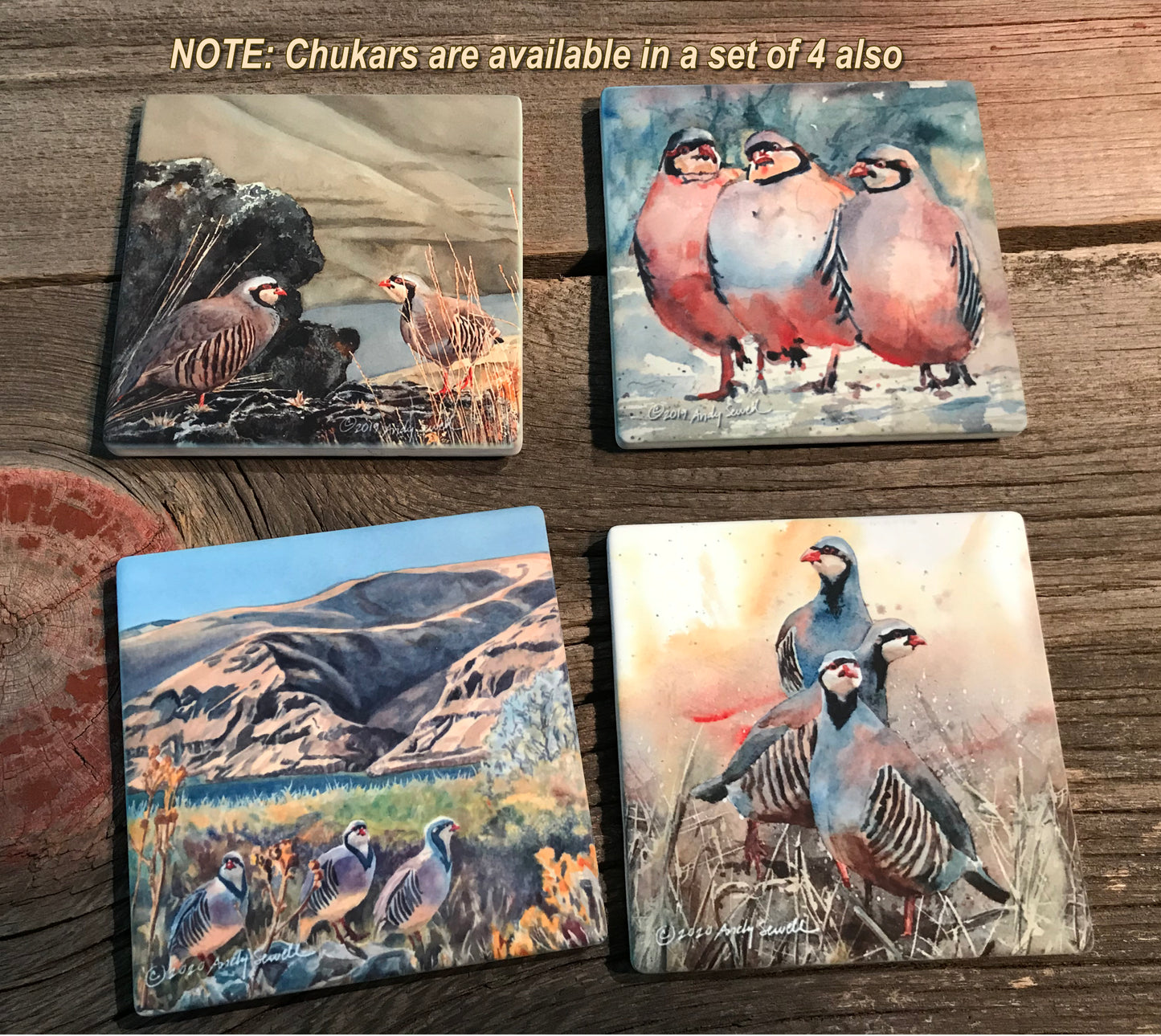 "Game Birds" themed coaster sets: 4 options, see below.