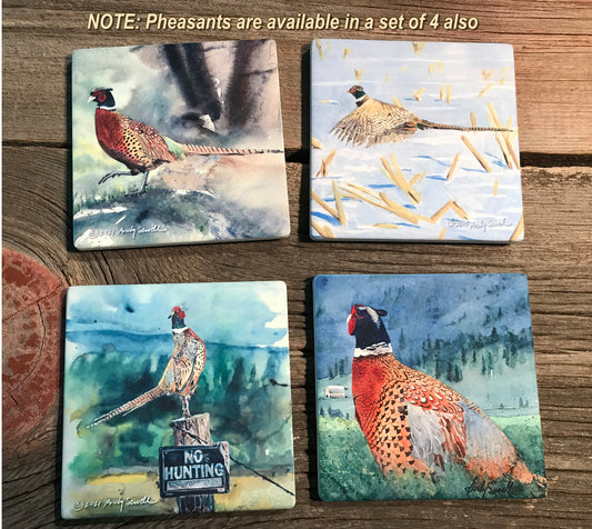 "Game Birds" themed coaster sets: 4 options, see below.