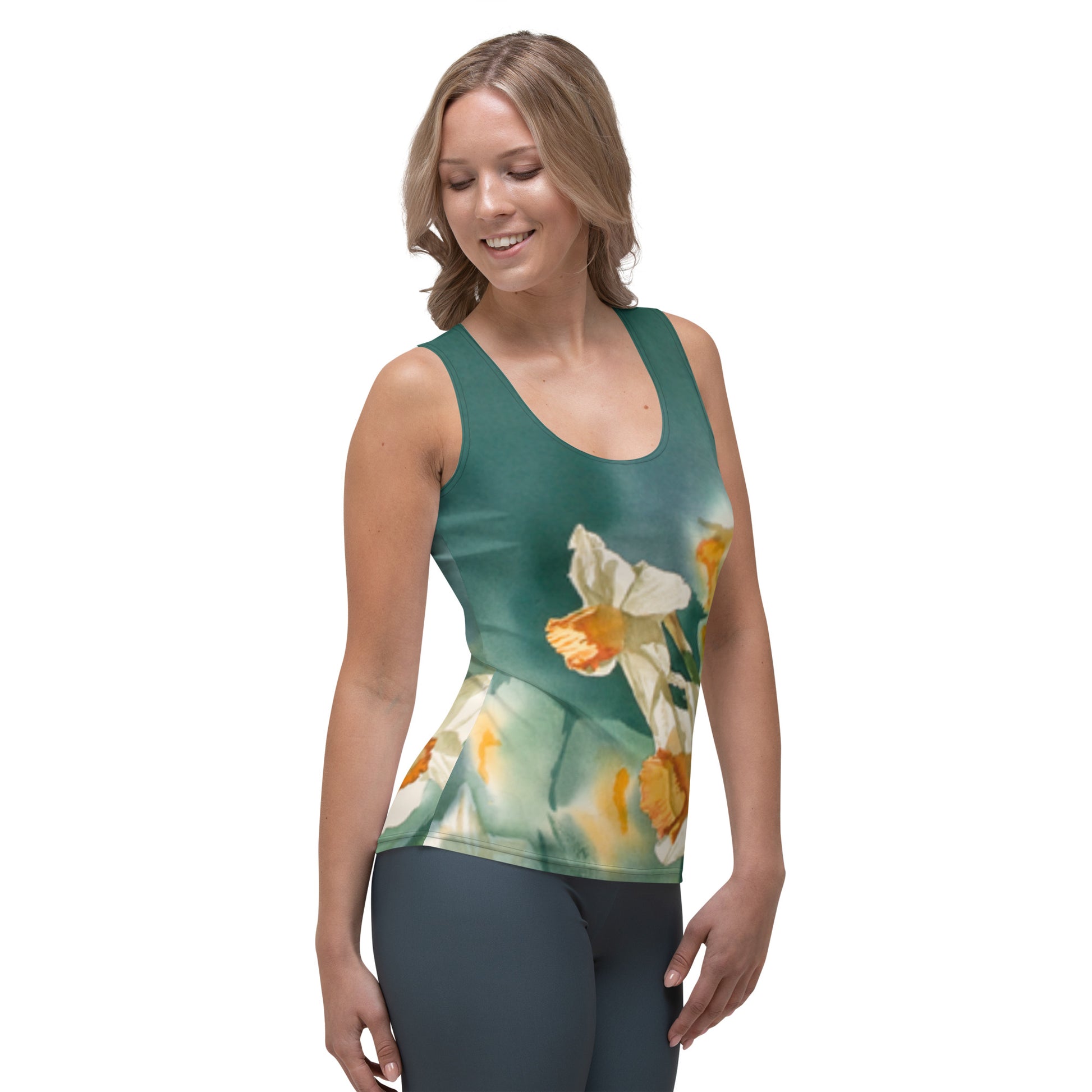 Daffodil Days body-hugging woman's tank top – Andy Sewell Fine Art