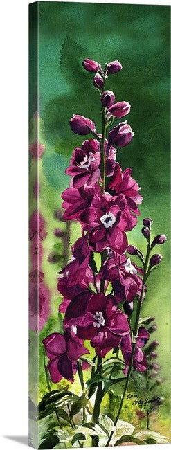 "Delphinium" - 8"x24" ltd ed. s/n Giclee art print from an Original watercolor by Andy Sewell