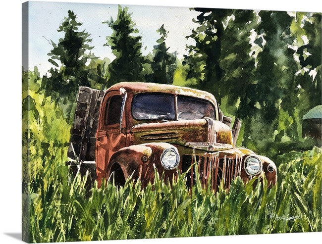 "Ford in the Forest" signed edition Giclee Reprod. of old rusty Ford in the Forest