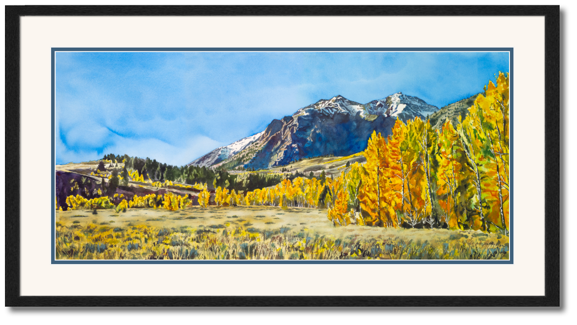 "Gold in the Boulders" - a 52"x24" signed edition giclee art print  from an original watercolor