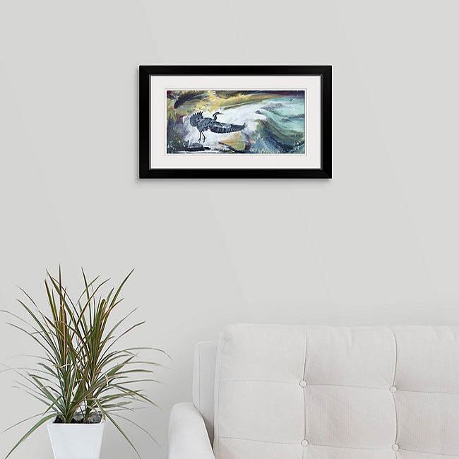 "Heron Take off" - 11"x22" canvas or paper Giclée art print from an oil painting
