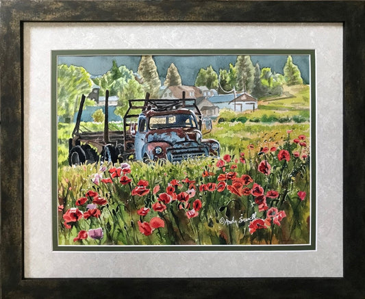 The Old Logger - an original watercolor or open edition giclee reproduction of an old logging truck,  - by Andy Sewell