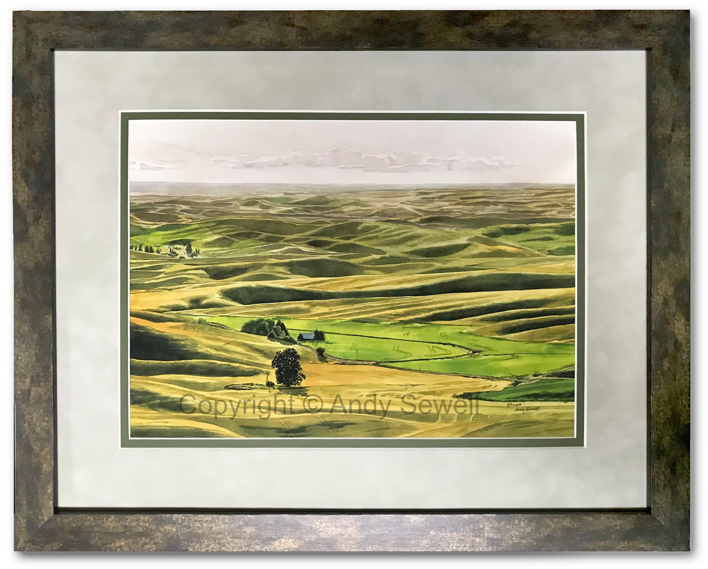 "Palouse Summer Glow" - An open edition Giclee reprod. from an Original watercolor of the Northwest Palouse country landscape - by Andy Sewell