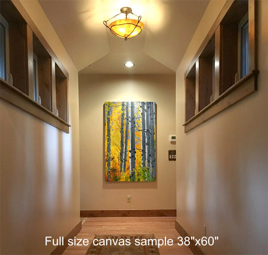 "October Gold" - 38"x60" Canvas Giclée art print of oil painting of Yellow Aspen trees in the fall