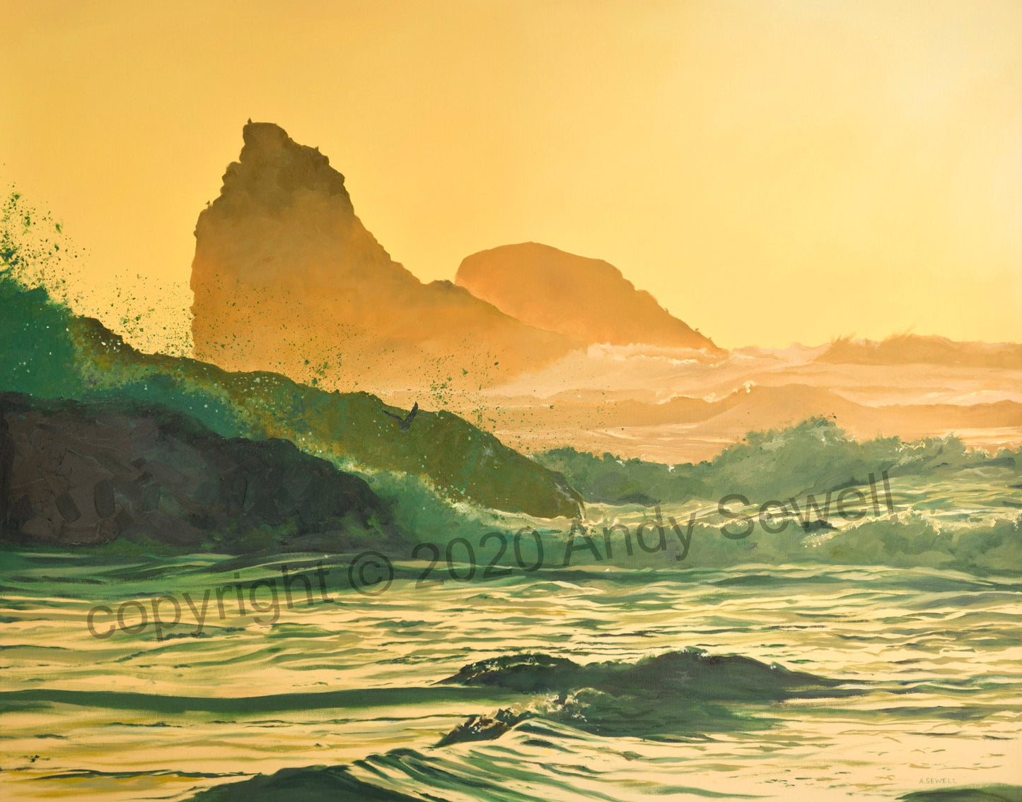 "Evening Waves" -48"x38" an Original oil painting or Giclee Reprod.