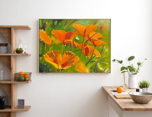 A "California Poppies" - 16x22 Canvas Giclée art print of oil painting of California Poppies