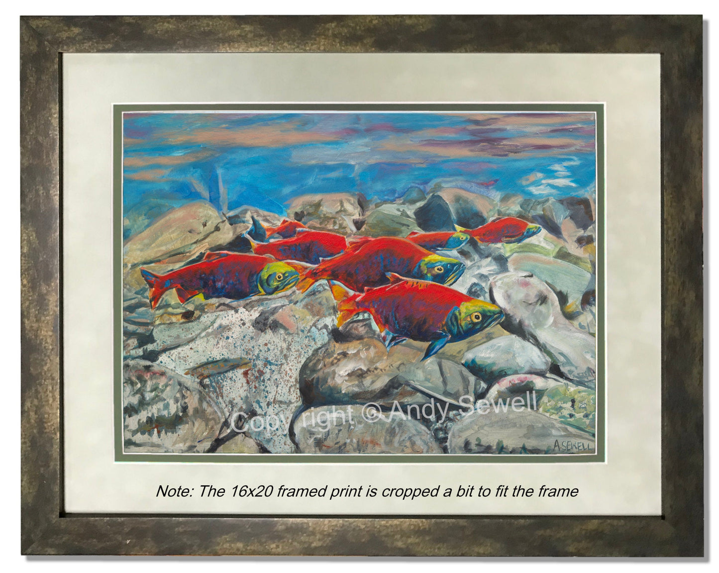 "Return of the Reds" - a canvas signed print of Sockeye Salmon or Kokanee on the return upstream.