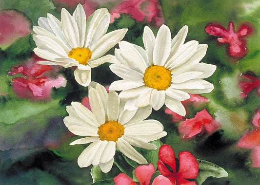 "Daisies in the Garden" -  12x16 Daisy art print, Daisies Watercolor Print S/N Ltd. Ed. by Andy Sewell