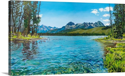 "Redfish Summer Clear" - Original oil painting of Idaho's Redfish Lake area in the Sawtooth Mountains