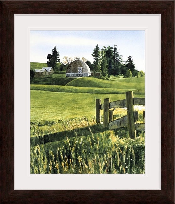 "Palouse Classic Round Barn" - A ltd. ed. Giclee from a watercolor of the Northwest Palouse country landscape  - by Andy Sewell