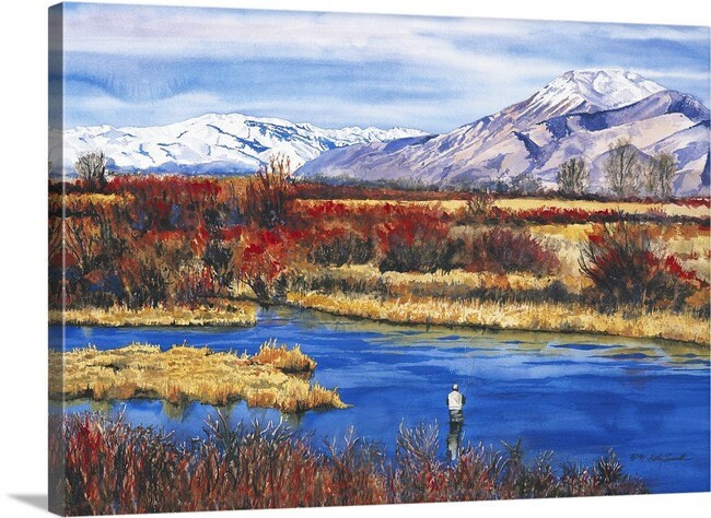 A "Late Season Silvercreek" - a Limited Edition watercolor art Print of Idaho's famed Silvercreek in the Fall, Flyfishing  wall art, .