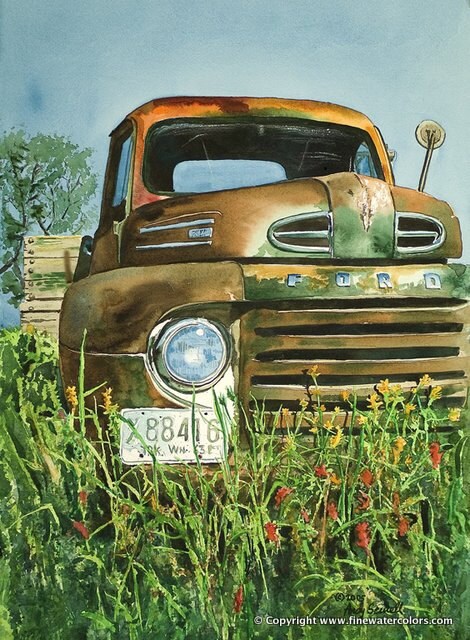Old Country Ford - Ltd. ed. of 400, Giclée of watercolor of an old Ford Truck