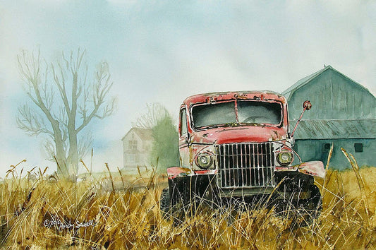 Antique Chevy Truck Art Print - a limited edition s/n canvas print ready to hang from original watercolor - by Andy Sewell