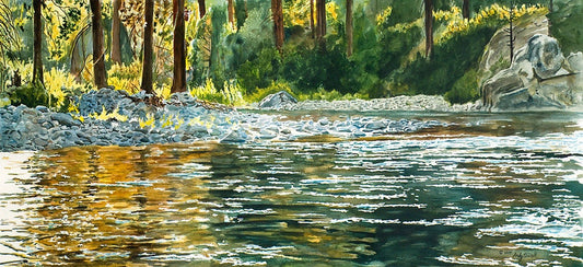 "Peace of the River" watercolor - a limited edition s/n giclee art print  from an original watercolor of trout fly fishing creek