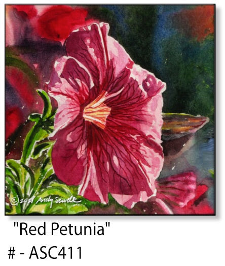 ASC411 "Red Petunia " ceramic coaster