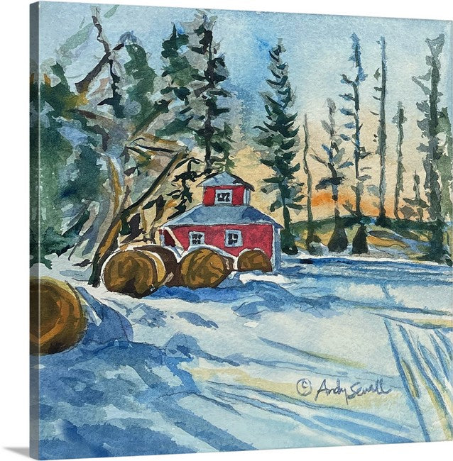 "Little Hay Barn" - 6"x6" Original watercolor or signed edition giclee art print from an original watercolor