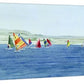 "Windsurfing Magic Colors" - Canvas or Paper Giclée art print from my watercolor painting of my hometown reservoir in Idaho.