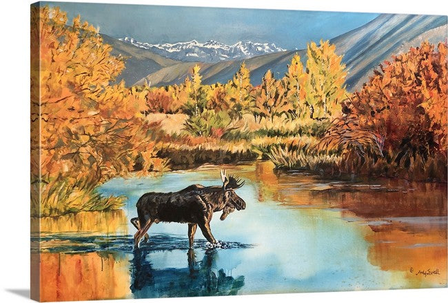 "Moose in the Gold" - 54.5"x36" Original Oil on Canvas or Giclee Print