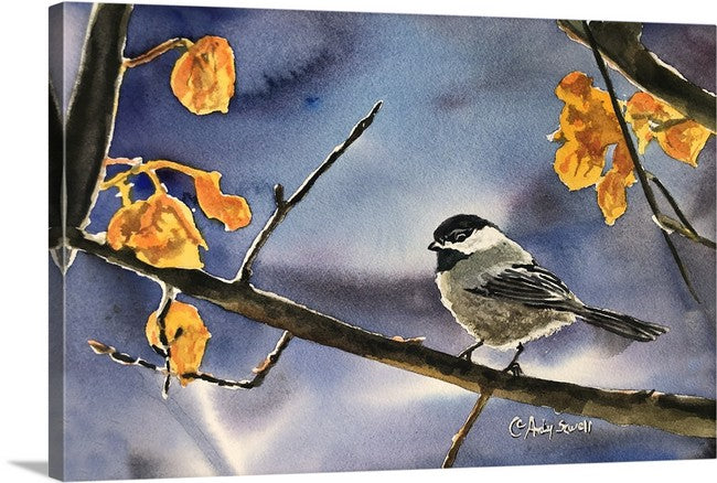 "November Chickadee"-  An 8x12 Giclee from watercolor