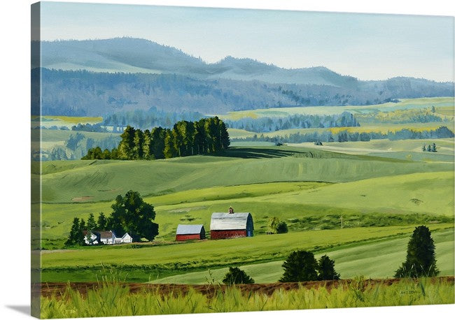 "Palouse Red and Green" 34x48- a giclee reprod. from oil painting of the Northwest Palouse country landscape