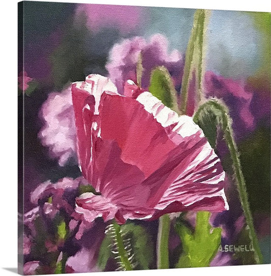 "Poppy Triplets - Purple" - 10"x10" signed Giclee art print from oil painting.