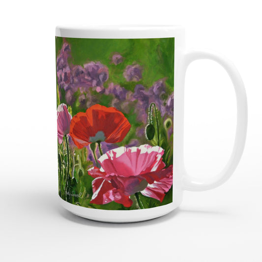 Fine Art Mug "Poppy Party" flower Mug, Gardeners Mug, Red Poppy Mug, Poppy Coffee Mug, Poppy Gifts For mom, Poppy birthday gift