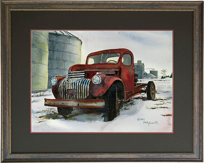 "Ready to Restore" Antique Chevy Truck Art Print - a limited edition s/n canvas or paper print ready to hang from my watercolor