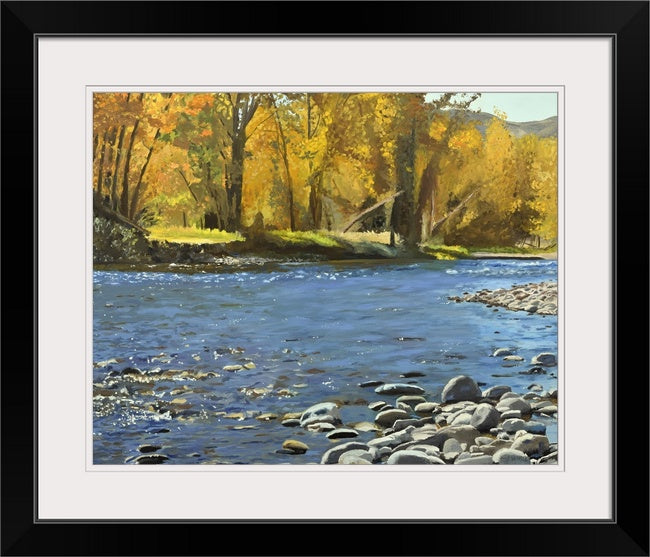 "River Gold" - 38x58 Original oil on Canvas or Giclée art print of a popular Idaho river in the fall