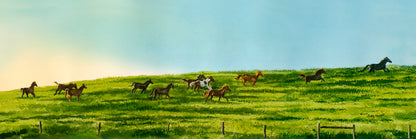 "Run in the Sun" - Original watercolor or Giclée art print of horses on the run.
