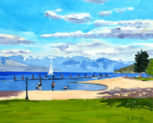 "Sandpoint City Beach" - An open edition Giclee reprod. from an Original Acrylic painting