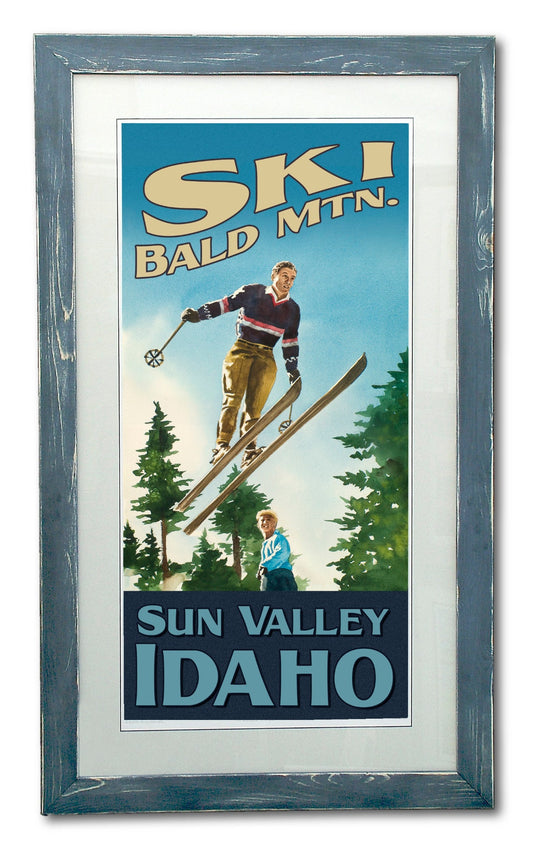 Vintage Look Ski Poster/Print "Ski Baldy" from Original watercolor