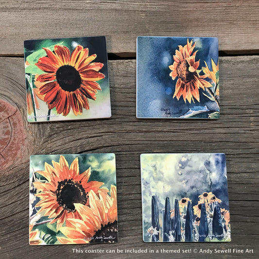 "Garden Sunflowers/Tulips " themed coaster sets: 2 options, see below.