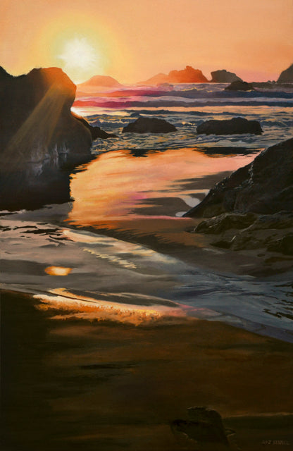 "Sunset Surf" - 30"x46" an Original oil painting, or ltd. edition Giclee reprod.