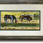 "Fresh Hay" - 7x15 Original watercolor or Giclée art print of horses having a bit of hay.