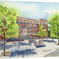 "University Springtime"  WSU Wilson-Short Hall, a signed edition art print from watercolor